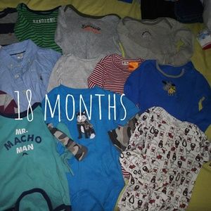 Lot of 12 long sleeved bodysuits, 18 months